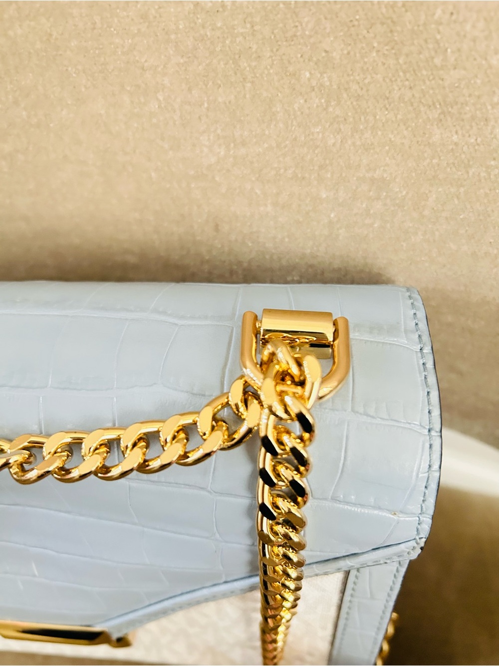 Michael Kors Signature Whitney Bag Croc Pale Blue tricolor Crossbody Shoulder - Picture 5 of 13